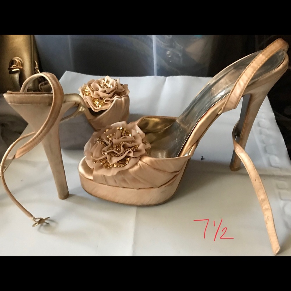Dressy goldish tan heels